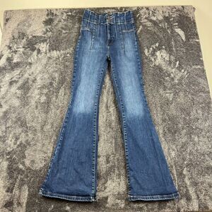 Free People Jayde Flare Blue Denim Jeans Women's 29 High-Rise Stretch Western